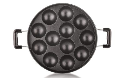 Tosaa Non-Stick 12 Cavity Appam Patra Side Handle with lid, Color May Vary Non-Stick Cookware