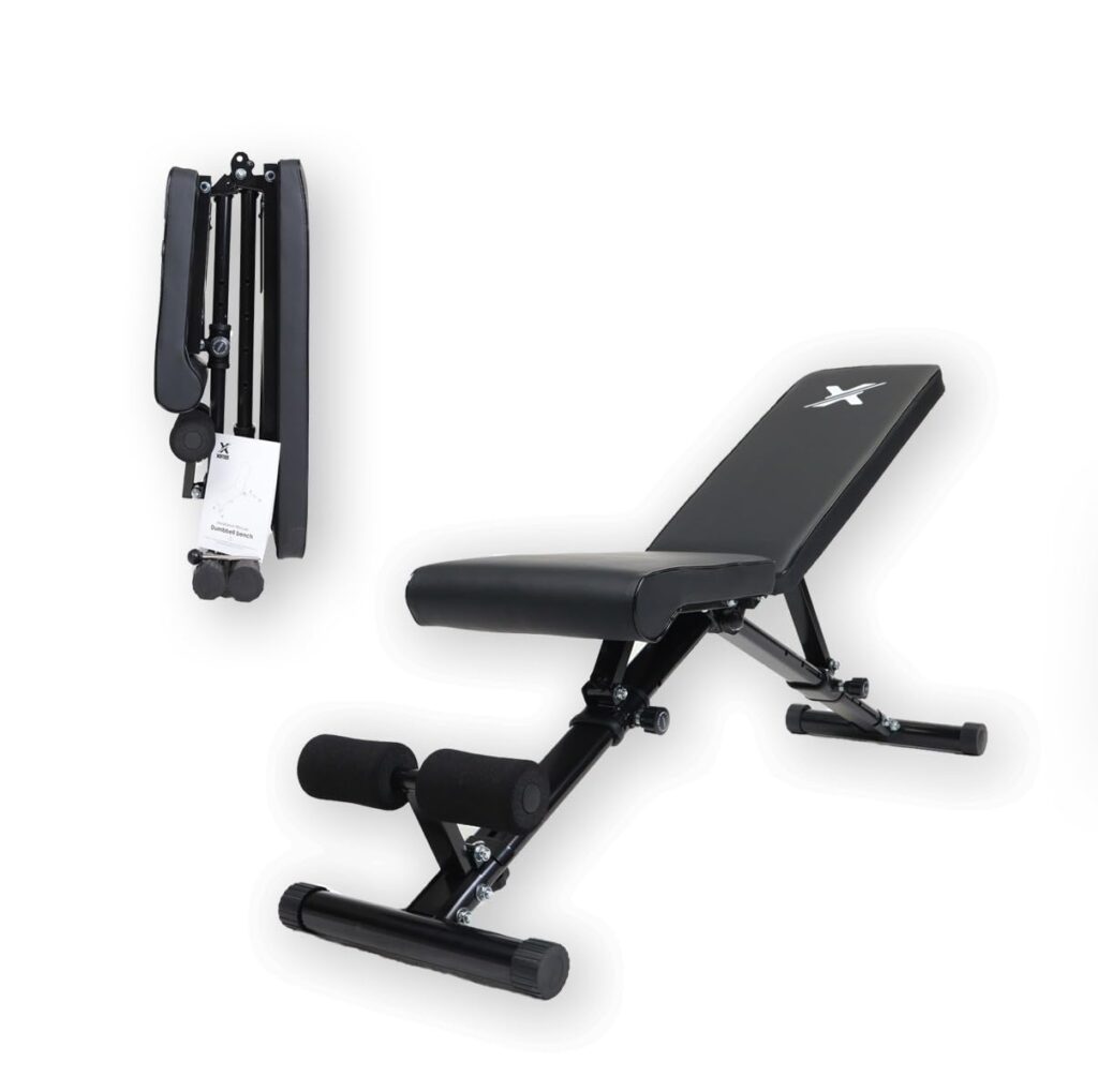 XRT65 Foldable Gym Bench Press | Adjustable Incline, Decline and Flat Bench | 200kg Load Capacity | For Home Gym Strength Training | Black (Adjustable Bench Press)